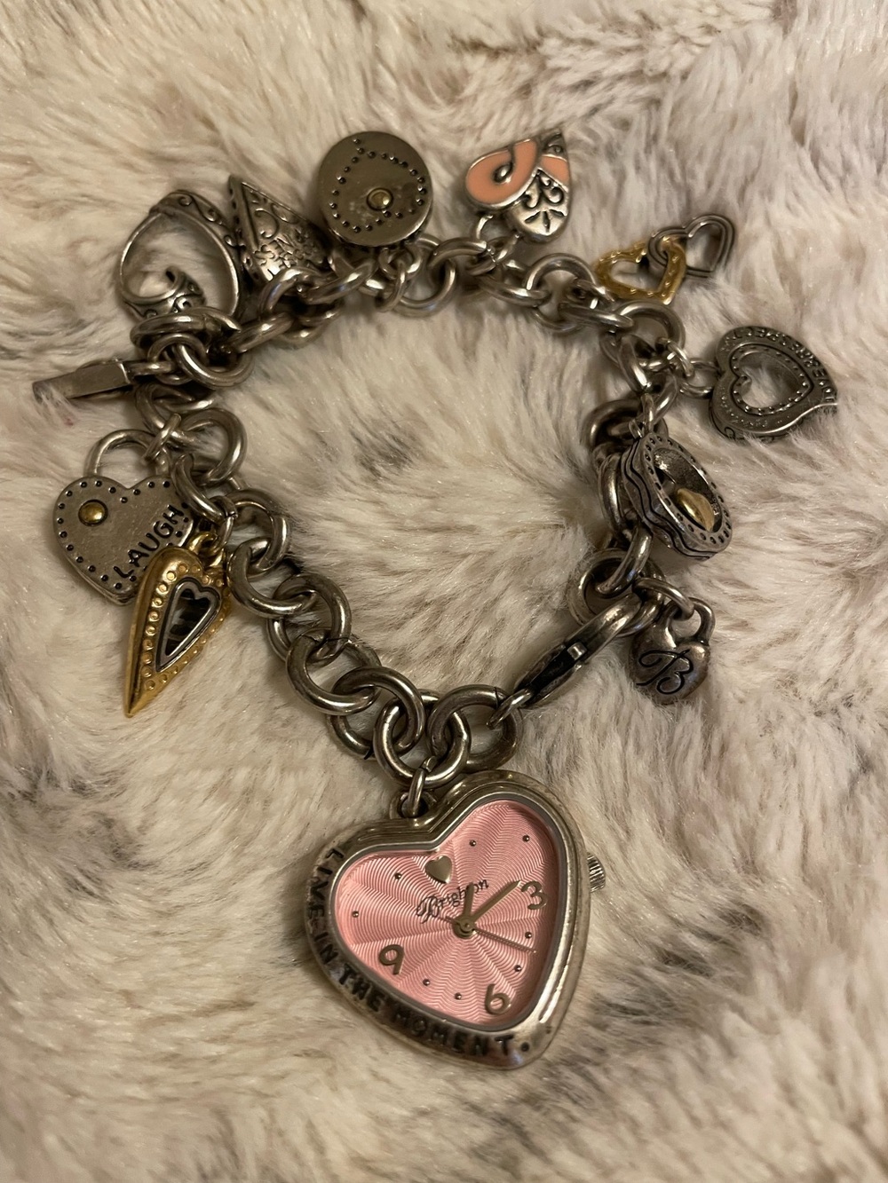 Brighton Power of Pink Heart Charms Watch Cancer Bracelet working - Picture 6 of 6